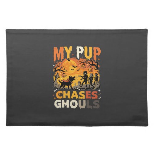 Halloween Dog Graveyard Patrol Cloth Placemat