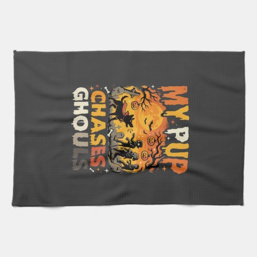 Halloween Dog Graveyard Patrol Kitchen Towel