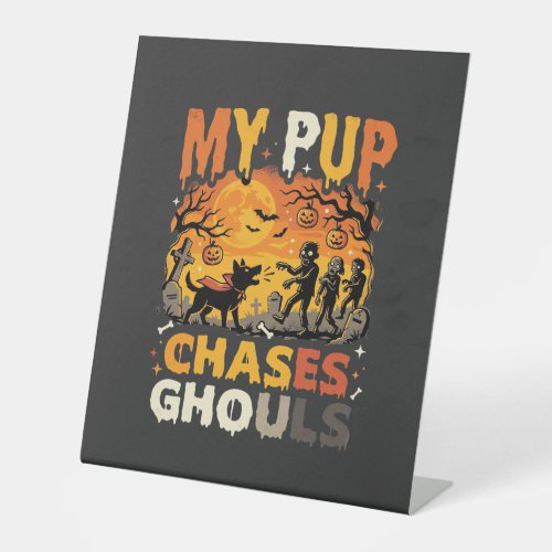 Halloween Dog Graveyard Patrol Pedestal Sign