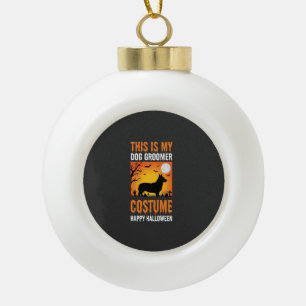 Halloween Dog Groomer Costume Silhouette Ceramic Ball Christmas Ornament