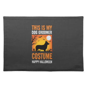 Halloween Dog Groomer Costume Silhouette Cloth Placemat