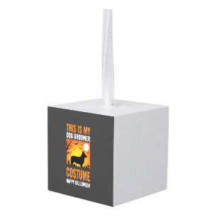Halloween Dog Groomer Costume Silhouette Cube Ornament