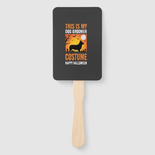 Halloween Dog Groomer Costume Silhouette Hand Fan
