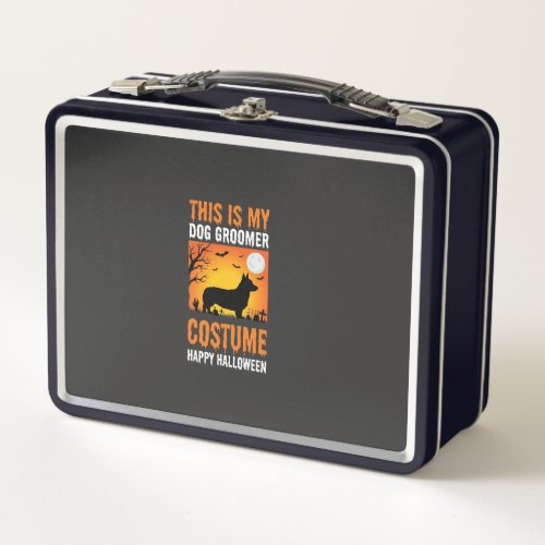 Halloween Dog Groomer Costume Silhouette Metal Lunch Box