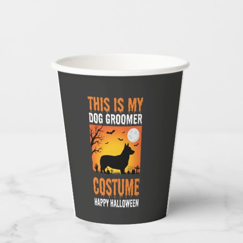 Halloween Dog Groomer Costume Silhouette Paper Cups