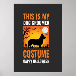 Halloween Dog Groomer Costume Silhouette Poster