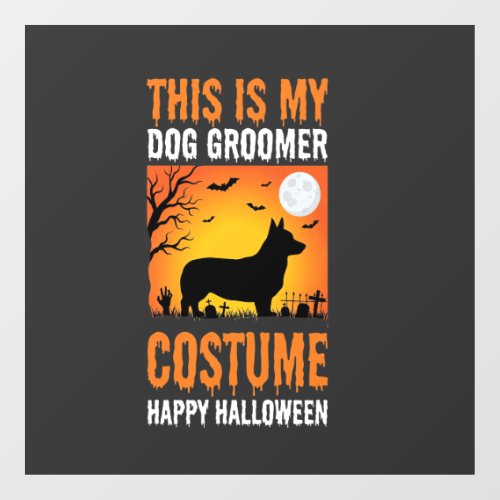 Halloween Dog Groomer Costume Silhouette Window Cling