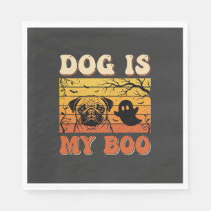 Halloween Dog Is My Boo Pug Ghost Design Napkins