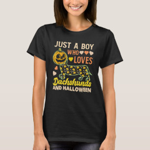 halloween Dog just a boy who loves Dachshund and h T-Shirt