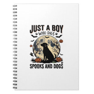 Halloween Dog Lover Vintage Engraving Boy Shirt De Notebook