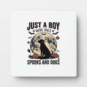 Halloween Dog Lover Vintage Engraving Boy Shirt De Plaque