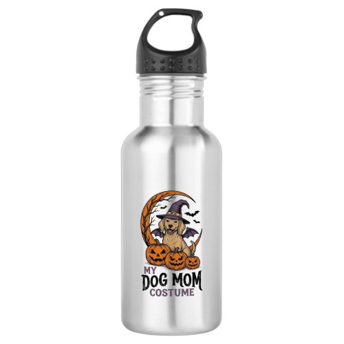 Halloween Dog Mom Shirt Witch Pup Costume Graphic_ Stainless Steel Water Bottle