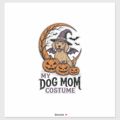 Halloween Dog Mom Shirt Witch Pup Costume Graphic_ Sticker