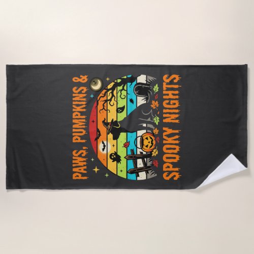 Halloween Dog Mom Spooky Night Beach Towel