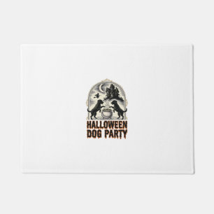 Halloween Dog Party Vintage Witch Cauldron Design_ Doormat