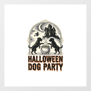 Halloween Dog Party Vintage Witch Cauldron Design_ Floor Decals