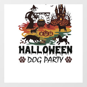 Halloween Dog Party Witch Dogs Pumpkins Castle_1 Window Cling