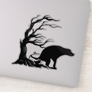 Halloween Dog Pooping under scary Tree Sticker