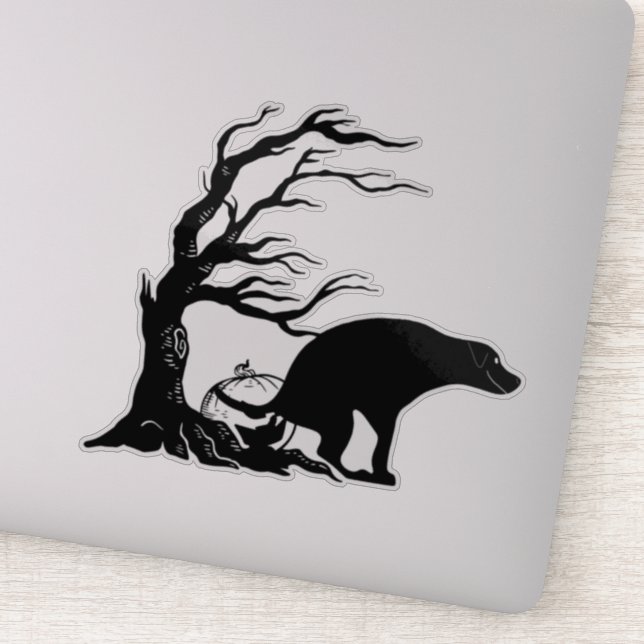 Halloween Dog Pooping under scary Tree Sticker (Detail)