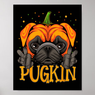 Halloween Dog Pugkin Funny Dog Pumpkin Thanksgivin Poster