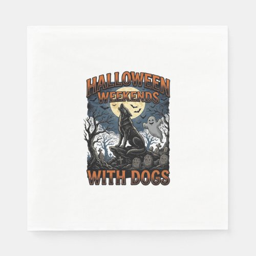 Halloween Dog Shirt Vintage Graveyard Pup Napkins