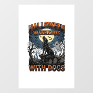 Halloween Dog Shirt Vintage Graveyard Pup Window Cling