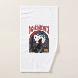 Halloween Dog Shirt Zombie Patrol Design_1 Hand Towel