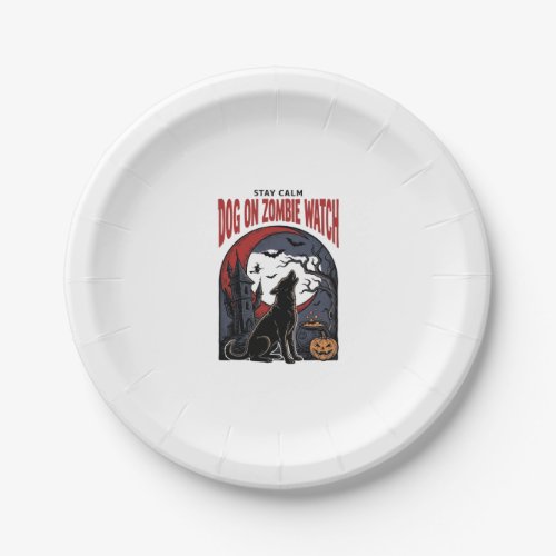 Halloween Dog Shirt Zombie Patrol Design_1 Paper Plates