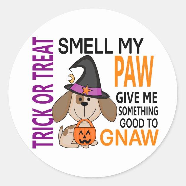 Halloween Dog Smell My Paw 2 Classic Round Sticker