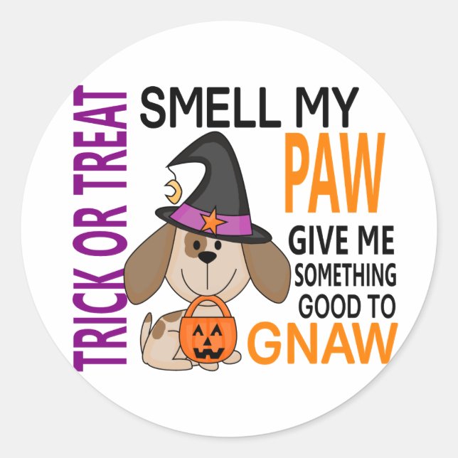 Halloween Dog Smell My Paw 2 Classic Round Sticker (Front)