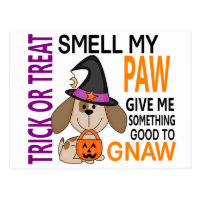 Halloween Dog Smell My Paw 2 Postcard