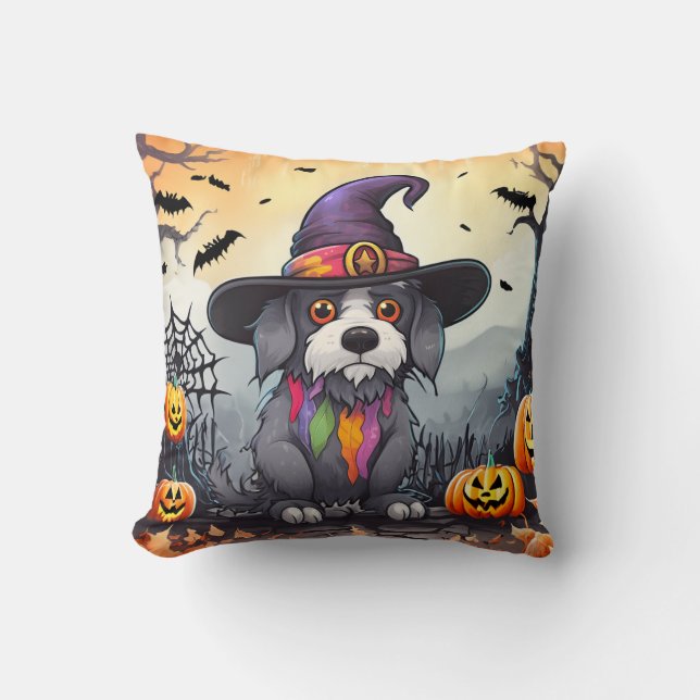 Halloween Dog Throw Pillow (Front)