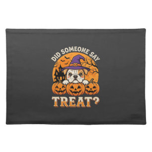 Halloween Dog Treat Bulldog Pumpkin Design Cloth Placemat