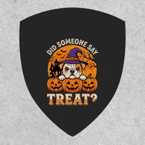 Halloween Dog Treat Bulldog Pumpkin Design Patch
