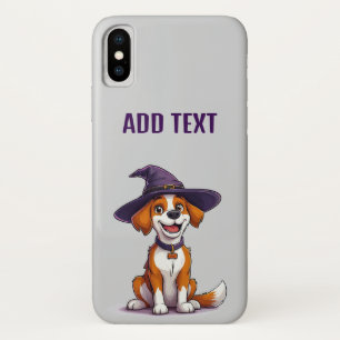 Halloween Dog Wearing a Witch Hat iPhone X Case
