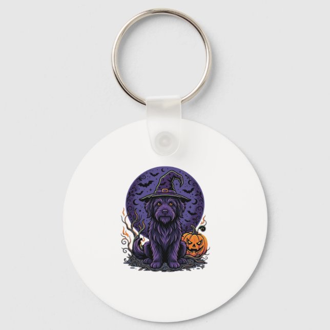 Halloween Dog Witch Pumpkin Vector Art Keychain (Front)