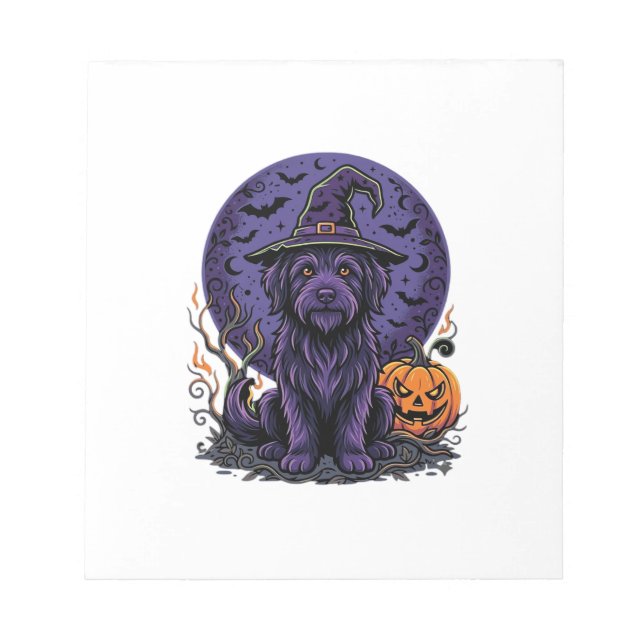 Halloween Dog Witch Pumpkin Vector Art Notepad (Front)