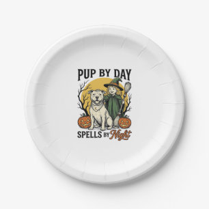 Halloween Dog Witch Shirt Vintage Engraving Pet Te Paper Plates