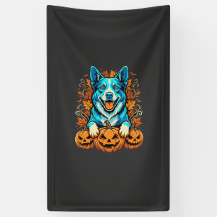 Halloween Dog With Jack O Lantern Pumpkins_1 Banner
