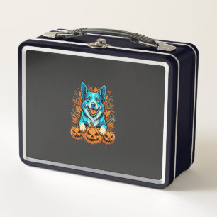 Halloween Dog With Jack O Lantern Pumpkins_1 Metal Lunch Box