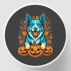 Halloween Dog With Jack O Lantern Pumpkins_1 Mini Candle Favors