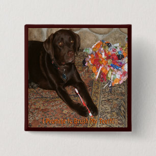 Halloween Dog with Sweet Tooth Pinback Button