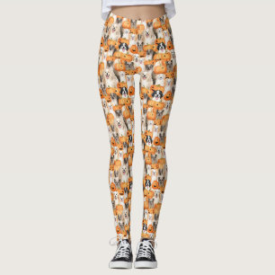 Halloween Dogs - Cute Dog Breeds with Pumpkin 2 Leggings