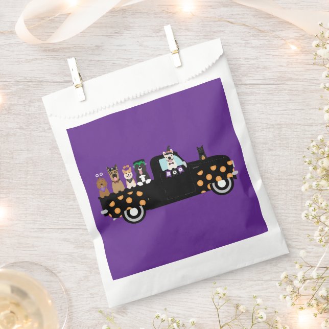 Halloween Dogs In A Pickup Truck Favor Bag (Clipped)