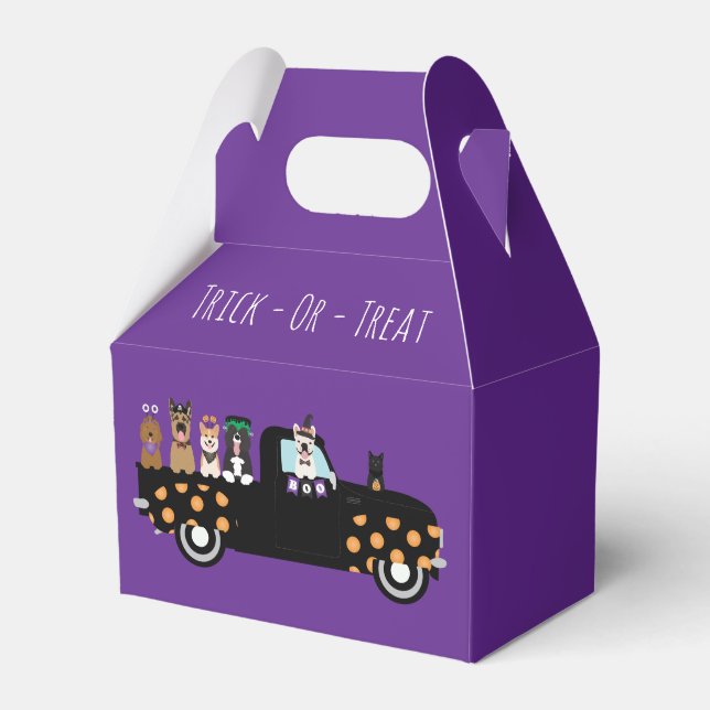 Halloween Dogs In A Pickup Truck Favor Boxes (Front Side)