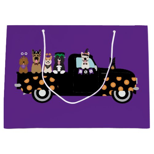 Halloween Dogs In A Pickup Truck Large Gift Bag