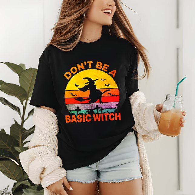 Halloween Don't Be a Basic Witch Funny Retro Tri-Blend Shirt (Creator Uploaded)