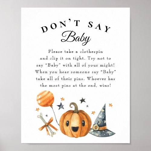 Halloween "Don't Say Baby" Baby Shower Game Poster - Halloween "Don't Say Baby" Baby Shower Game Poster. "Little Boo is almost Due" baby shower game