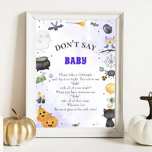 Halloween "Don't Say Baby" Baby Shower Game Poster