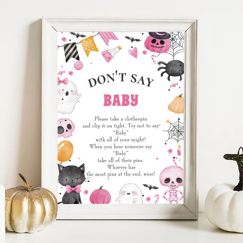 Halloween Dont Say Baby Baby Shower Game Poster